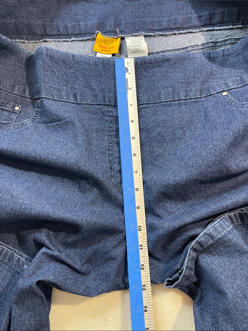 Ruby Rd. Straight Leg Jeans in Deep Blue WOMENS SIZE 22W PULL ON FAKE FRONT POCK - Picture 4 of 9